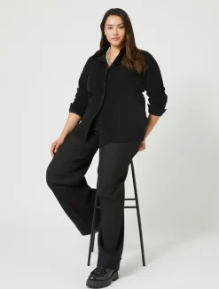 Online Marina Rinaldi Cotton velvet shirt BLACK