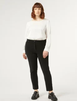 Outlet Marina Rinaldi Cotton velvet trousers BLACK