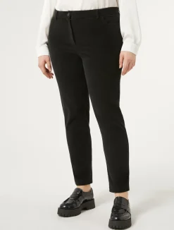 Outlet Marina Rinaldi Cotton velvet trousers BLACK