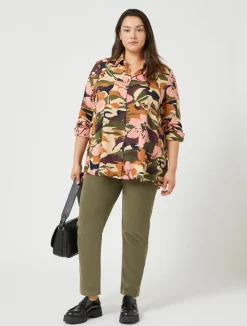 New Marina Rinaldi Cotton velvet trousers KAKI