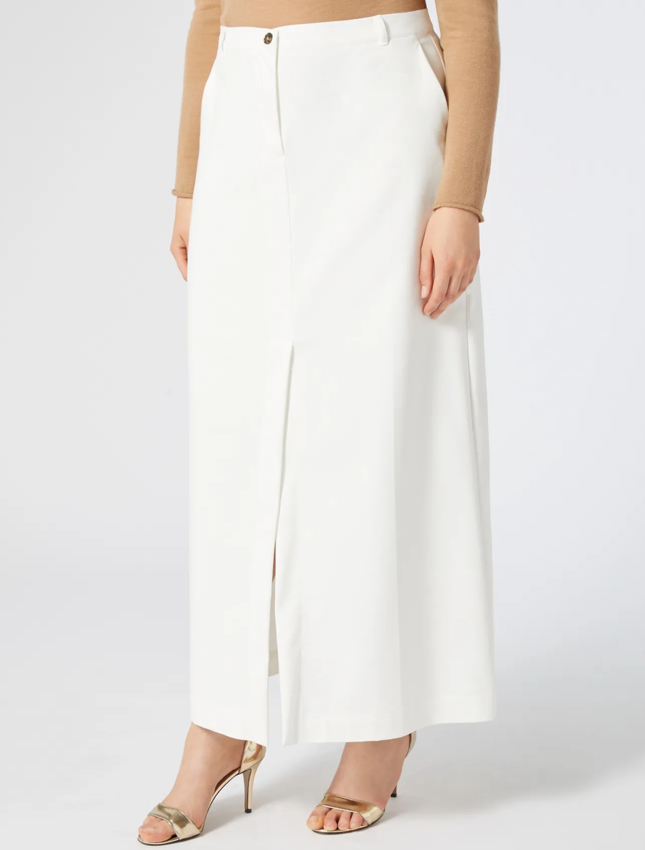 Hot Marina Rinaldi Cotton-blend canvas skirt WHITE