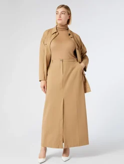Outlet Marina Rinaldi Cotton-blend canvas skirt GOLD