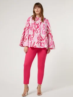 Sale Marina Rinaldi Cotton-blend canvas trousers FUCHSIA