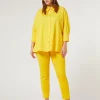 Online Marina Rinaldi Cotton-blend canvas trousers BRIGHTYELLOW