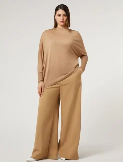 New Marina Rinaldi Cotton-blend canvas trousers GOLD