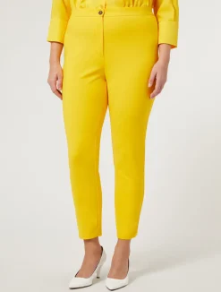 Online Marina Rinaldi Cotton-blend canvas trousers BRIGHTYELLOW