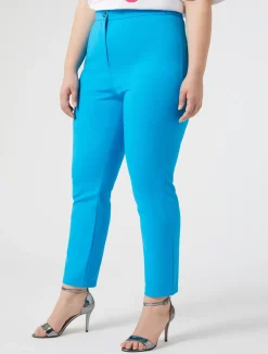 Fashion Marina Rinaldi Cotton-blend canvas trousers TURQUOISE