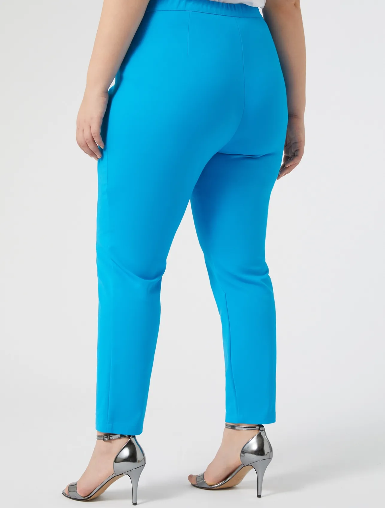 Fashion Marina Rinaldi Cotton-blend canvas trousers TURQUOISE
