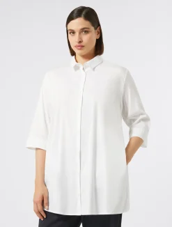 Clearance Marina Rinaldi Cotton-blend poplin shirt OPTICALWHITE