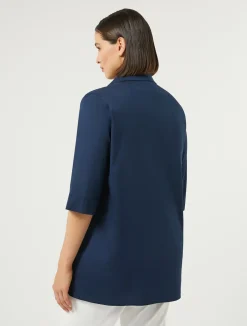 Sale Marina Rinaldi Cotton-blend poplin shirt MIDNIGHTBLUE