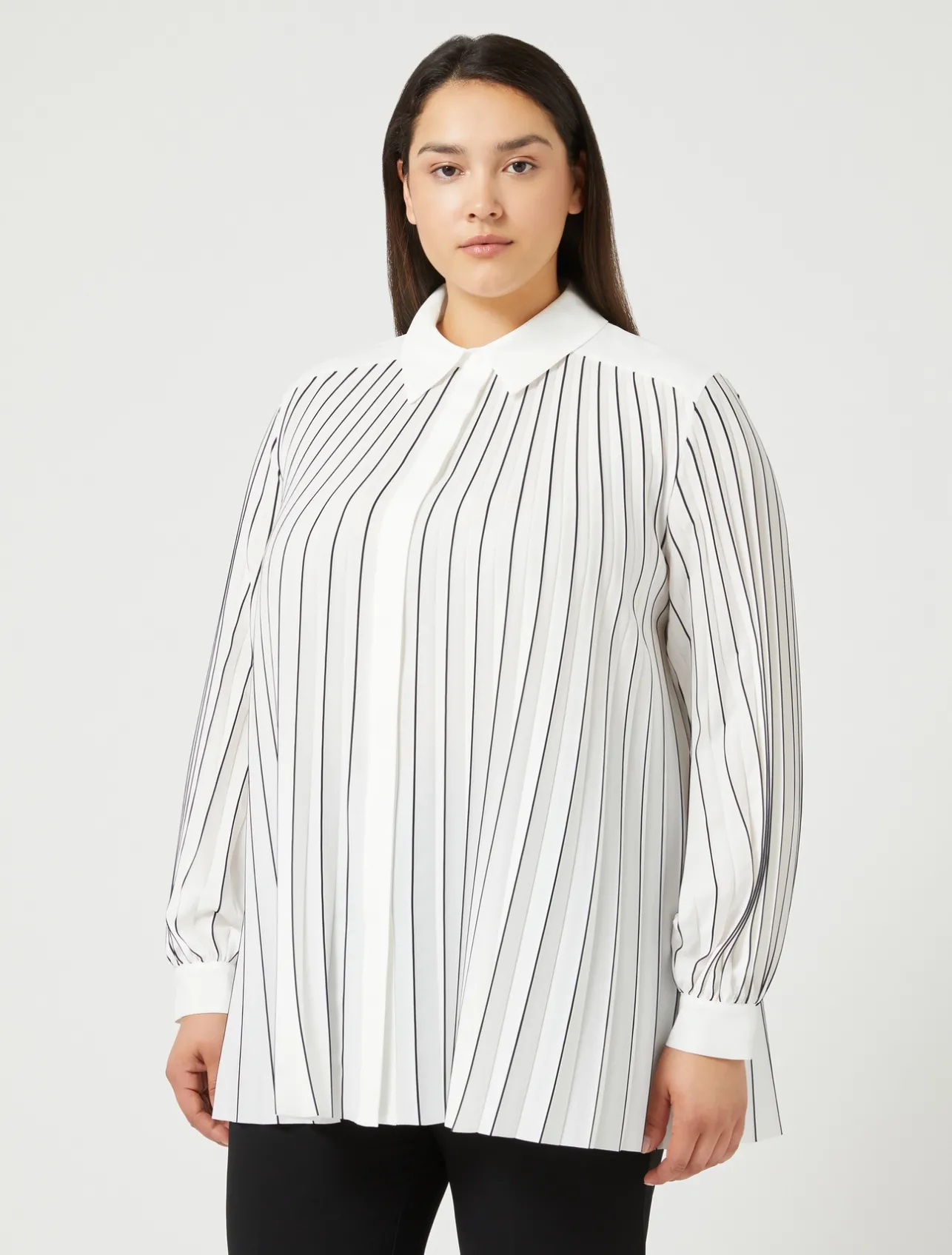 New Marina Rinaldi Crepe de chine shirt WHITEBLACK