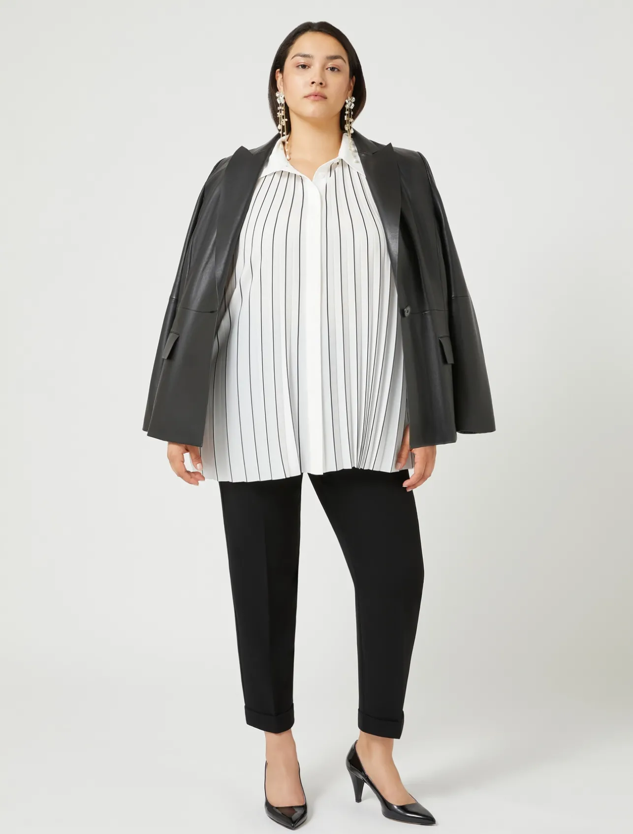 New Marina Rinaldi Crepe de chine shirt WHITEBLACK