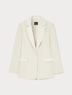 Discount Marina Rinaldi Crepe envers satin blazer jacket BEIGE