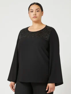 Outlet Marina Rinaldi Crepe envers satin blouse BLACK