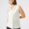 Discount Marina Rinaldi Crepe envers satin top WHITE