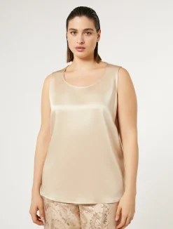 Outlet Marina Rinaldi Crepe envers satin top HONEY