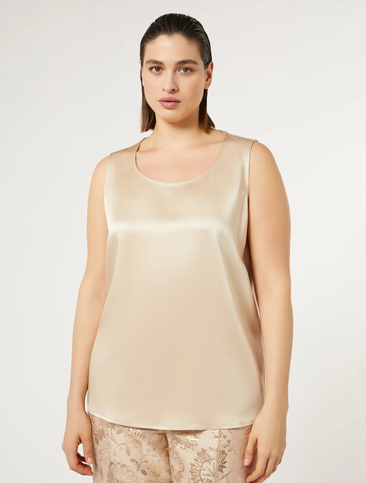 Outlet Marina Rinaldi Crepe envers satin top HONEY