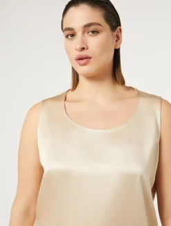 Outlet Marina Rinaldi Crepe envers satin top HONEY