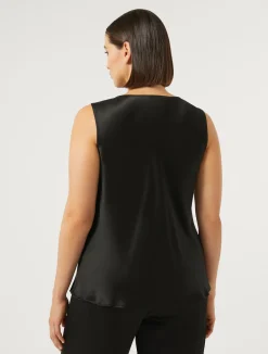 Online Marina Rinaldi Crepe envers satin top BLACK