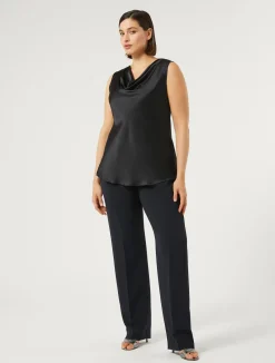 New Marina Rinaldi Crepe envers satin top MIDNIGHTBLUE
