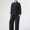 Clearance Marina Rinaldi Crepe envers satin trousers MIDNIGHTBLUE