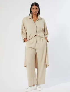 New Marina Rinaldi Crepe envers satin trousers BEIGE