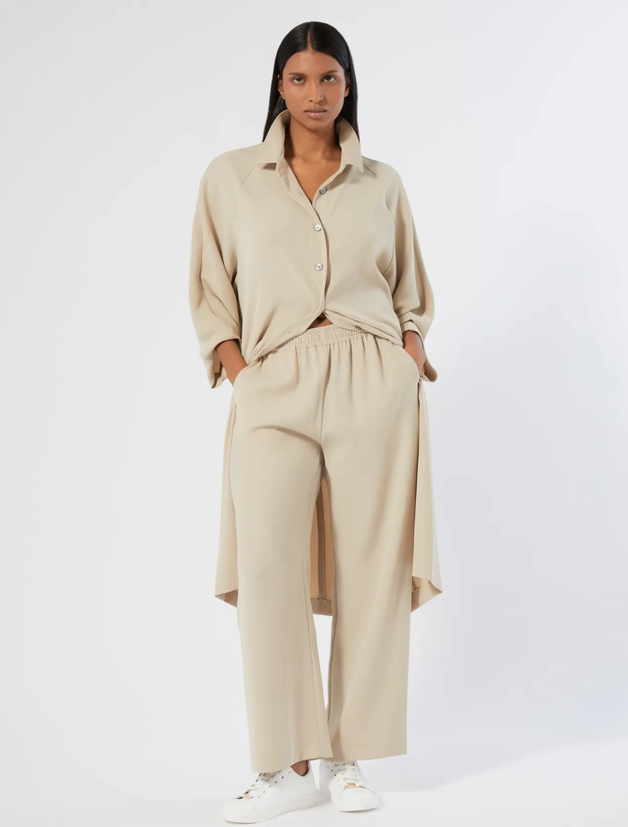 New Marina Rinaldi Crepe envers satin trousers BEIGE