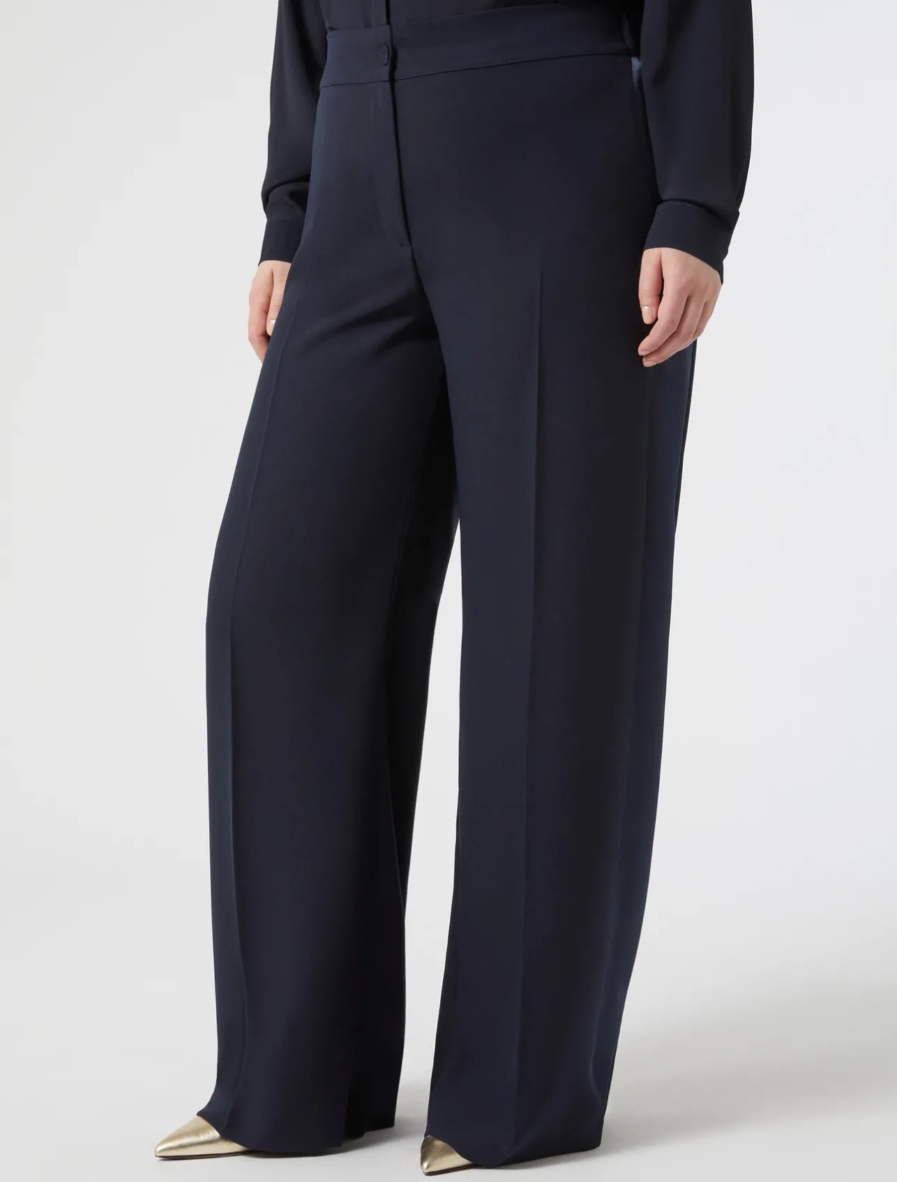 Clearance Marina Rinaldi Crepe envers satin trousers MIDNIGHTBLUE