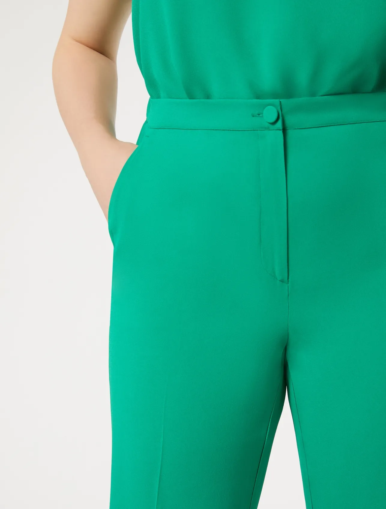 New Marina Rinaldi Crepe envers satin trousers GREEN