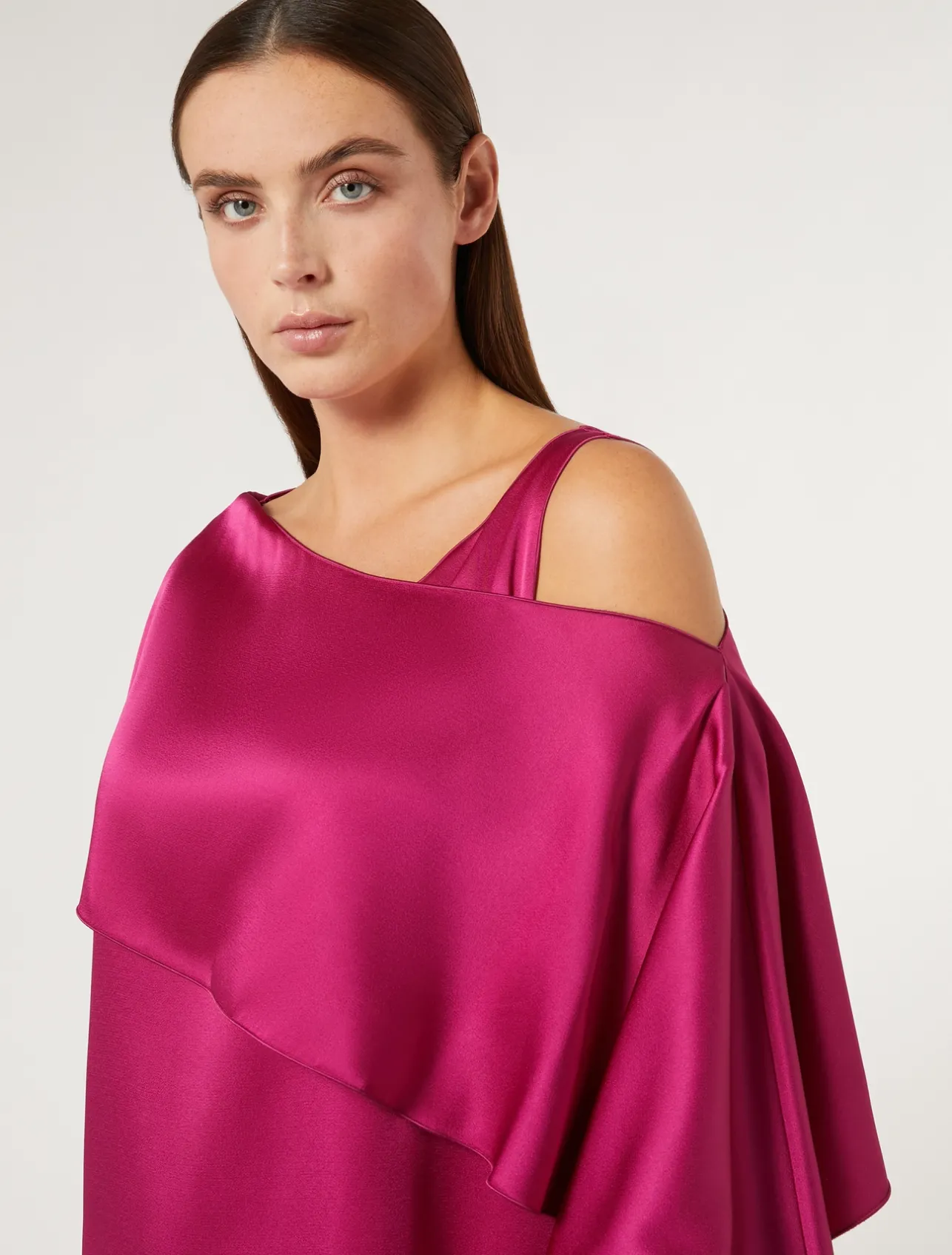 New Marina Rinaldi Crepe envers satin tunic RASPBERRY