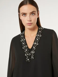 Online Marina Rinaldi Crepe georgette blouse BLACK