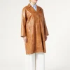 Fashion Marina Rinaldi Crocodile-print Nappa leather duster coat CAMEL