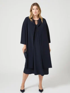Clearance Marina Rinaldi Crêpe dress with embroidery MIDNIGHTBLUE