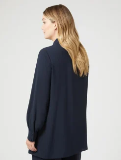 Best Marina Rinaldi Crêpe tunic with embroidery MIDNIGHTBLUE