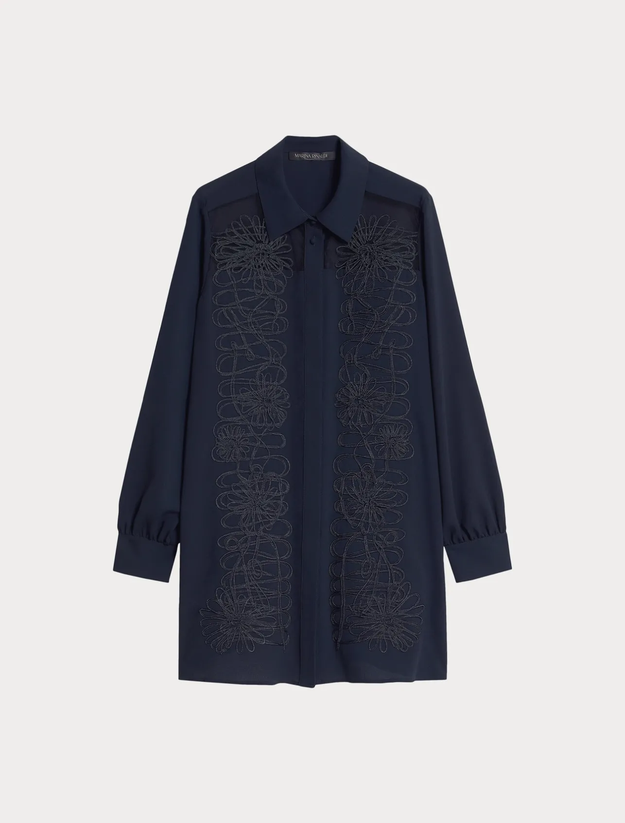 Best Marina Rinaldi Crêpe tunic with embroidery MIDNIGHTBLUE