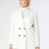 Fashion Marina Rinaldi Double-breasted cady blazer jacket WHITE