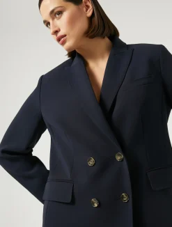Online Marina Rinaldi Double-breasted cady blazer jacket MIDNIGHTBLUE