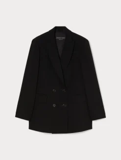 Best Marina Rinaldi Double-breasted cady blazer jacket BLACK
