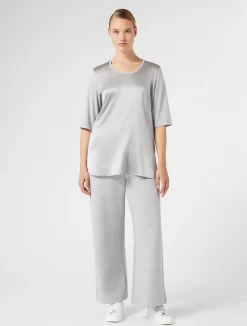 Sale Marina Rinaldi Double-faced jersey trousers LIGHTGREY