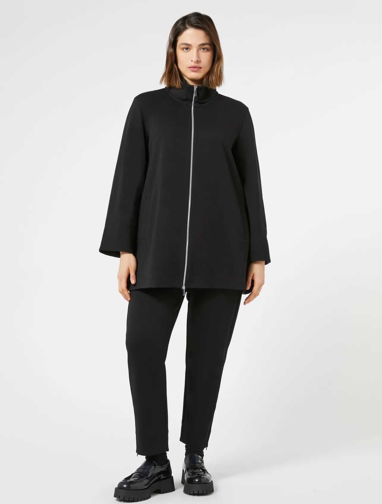 Online Marina Rinaldi Double-faced jersey trousers BLACK
