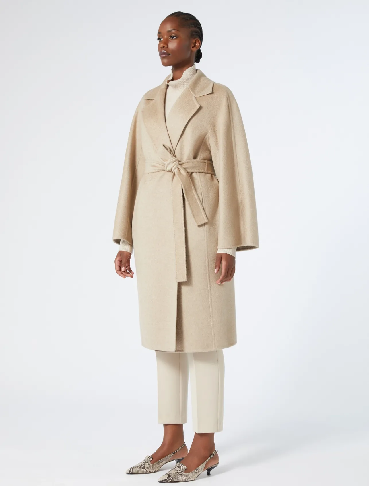 New Marina Rinaldi Double-faced pure cashmere coat HAZELNUTBROWN