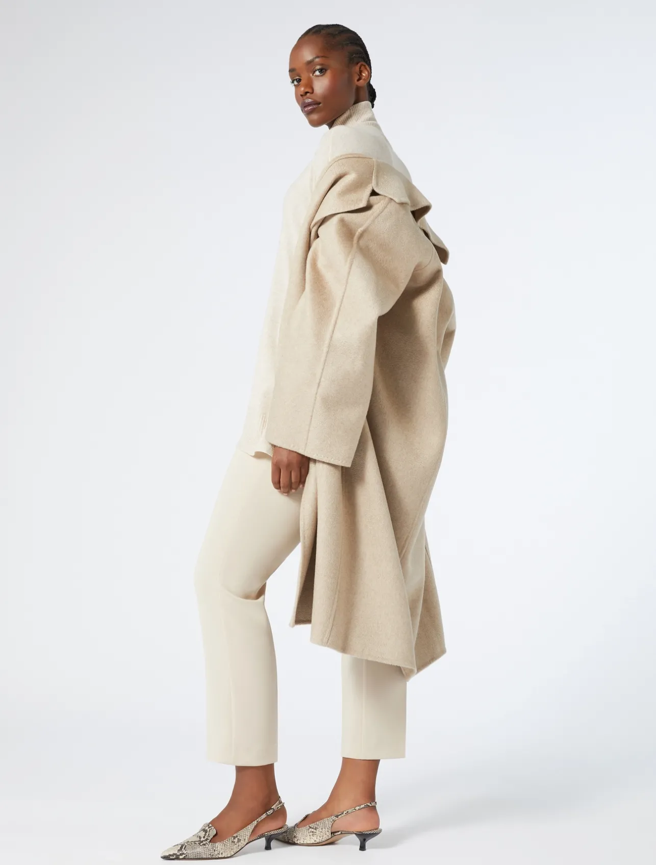 New Marina Rinaldi Double-faced pure cashmere coat HAZELNUTBROWN