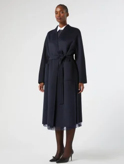 Discount Marina Rinaldi Double-faced pure wool coat MIDNIGHTBLUE
