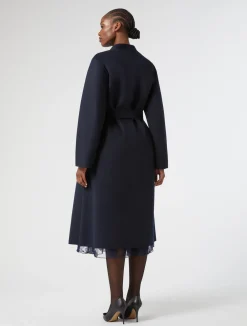 Discount Marina Rinaldi Double-faced pure wool coat MIDNIGHTBLUE