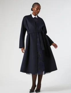 Discount Marina Rinaldi Double-faced pure wool coat MIDNIGHTBLUE