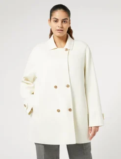 New Marina Rinaldi Double-faced wool and cashmere coat WHITE