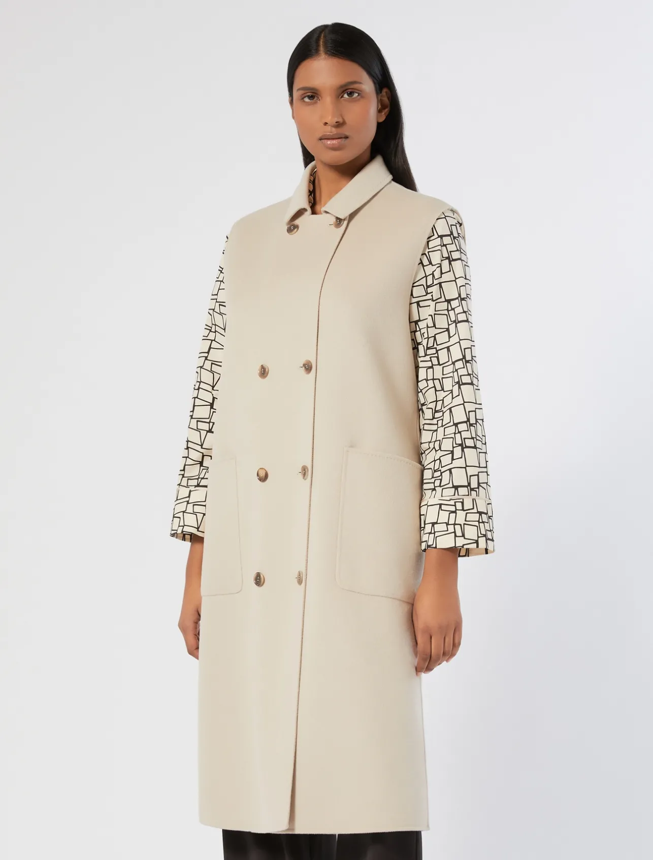 Online Marina Rinaldi Double-faced wool and cashmere gilet BEIGE