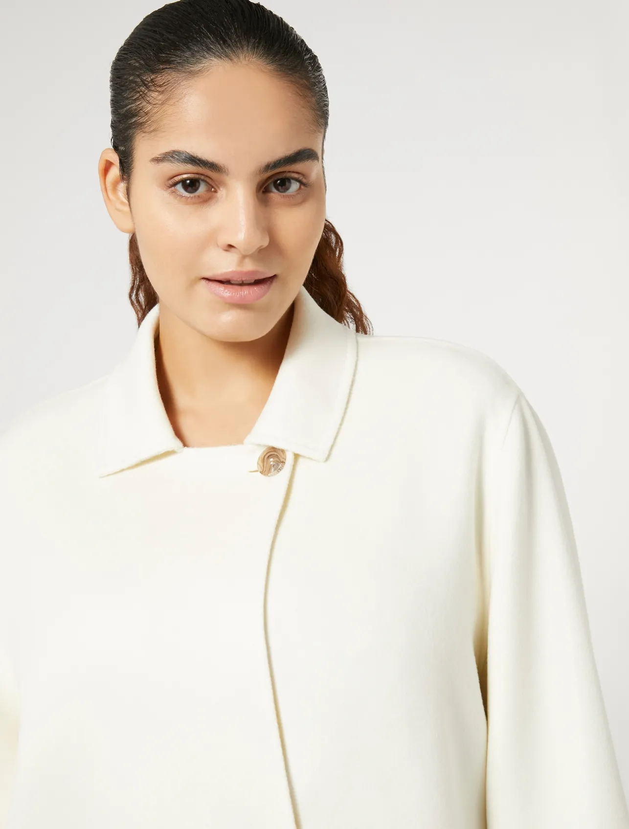 New Marina Rinaldi Double-faced wool and cashmere coat WHITE