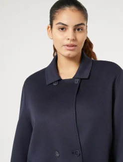 Fashion Marina Rinaldi Double-faced wool and cashmere coat MIDNIGHTBLUE