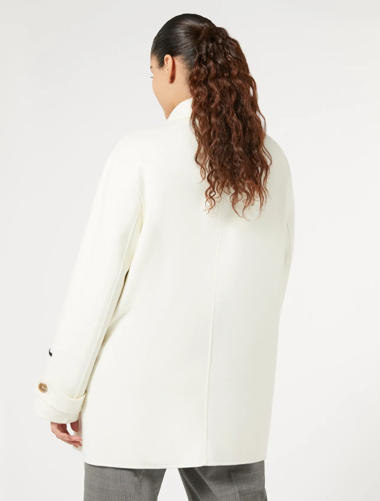 New Marina Rinaldi Double-faced wool and cashmere coat WHITE